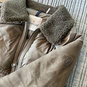 Moncler Taupe Jacket with Shearling Collar